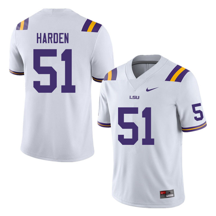 Men #51 Austin Harden LSU Tigers College Football Jerseys Sale-White